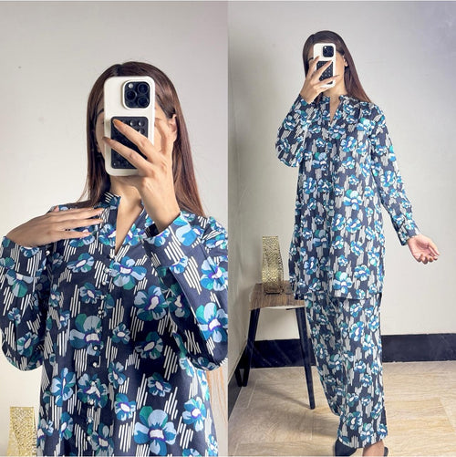 Blue Floral Printed Co-ord Set