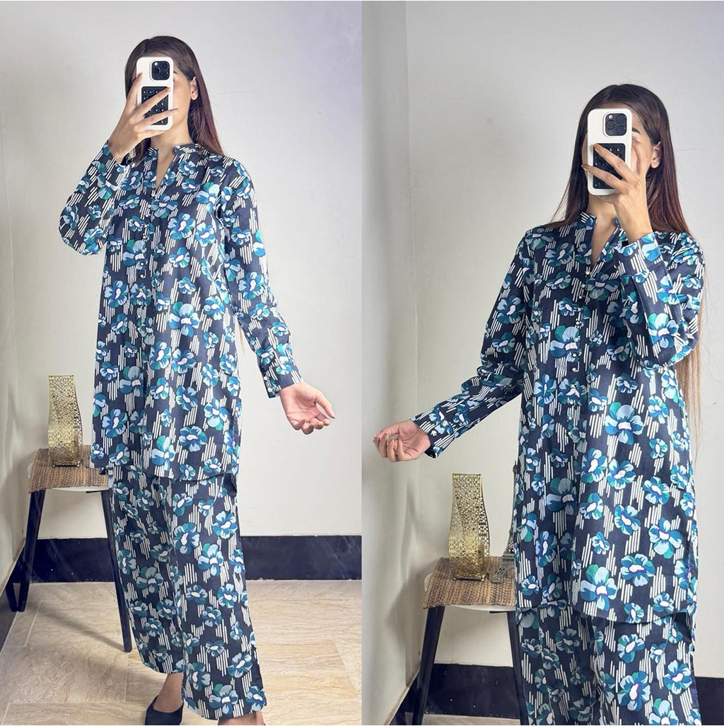 Blue Floral Printed Co-ord Set