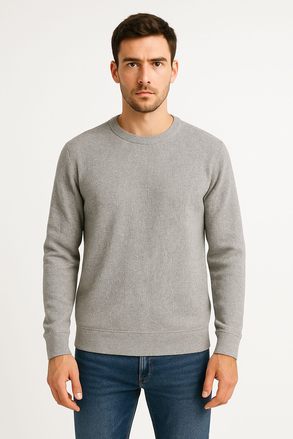 Men’s Premium Ribbed Knit Winter Sweatshirt | Soft Warm Fabric | Casual Fashion Wear
