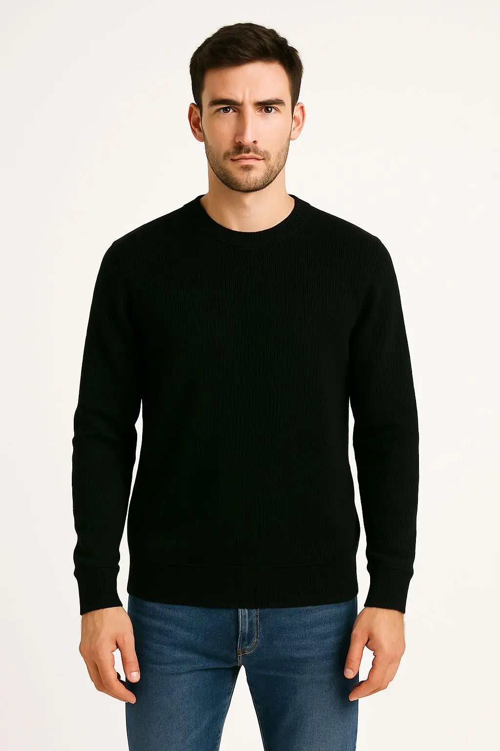 Men’s Premium Ribbed Knit Winter Sweatshirt | Soft Warm Fabric | Casual Fashion Wear